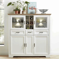 Buffetkast Samine 3 Lades, 5 Deuren & 6 Vakken - Wit/eik