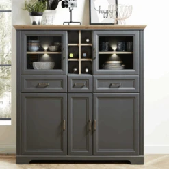 Buffetkast Samine 3 Lades, 5 Deuren & 6 Vakken - Grafiet/eik