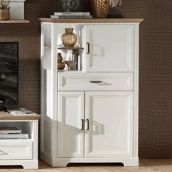 Commode Samine 3 Deuren & 1 Lade - Wit/eik