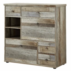 Schoenenkast Clem 99cm Met 2 Deuren & 4 Lades - Driftwood