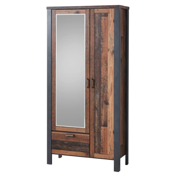 Garderobekast Carthago 94cm Met 2 Deuren & 1 Lade - Oude Eik/antraciet 1 Garderobekast Carthago 94cm Met 2 Deuren & 1 Lade - Oude Eik/antraciet