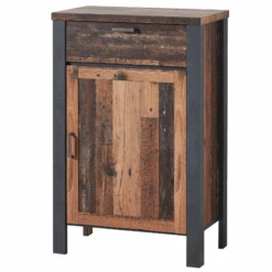 Commode Carthago 69cm Met 1 Deur & 1 Lade - Oude Eik/antraciet