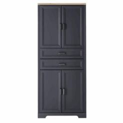 Dossierkast Samine Met 4 Deuren & 2 Lades - Grafiet/eik