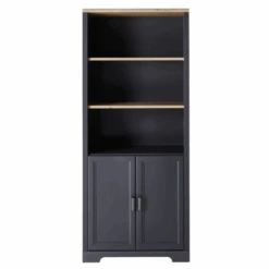 Dossierkast Samine Met Twee Deuren - Grafiet/eik
