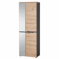 Garderobekast Medina Met Spiegel 2 Deuren - Eik/antraciet