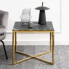 Bijzettafel Alisma 50x50 Cm - Goud/Marquina-marmer