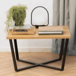 Salontafel Amble 75x75 Cm - Wilde Eik/zwart