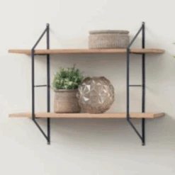 Wandrek Belfast Met 2 Legplanken - Zwart/ Natuur