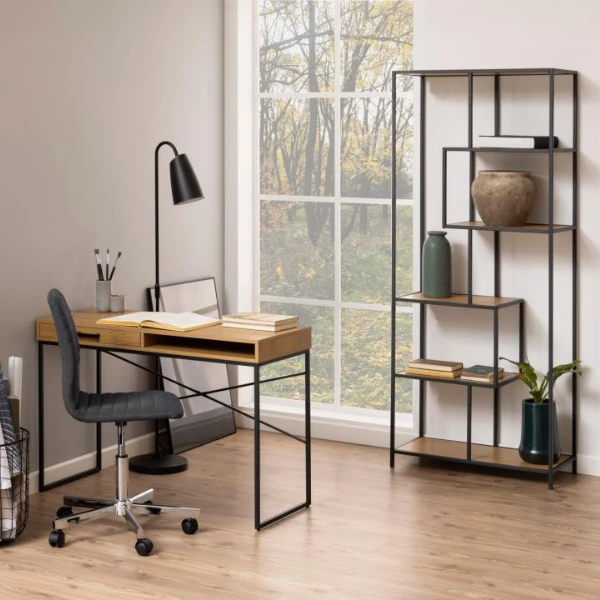 Rek Seaford Met 4 Zwevende Legplanken - Wilde Eik/ Zwart 5 Rek Seaford Met 4 Zwevende Legplanken - Wilde Eik/ Zwart - Afbeelding 5