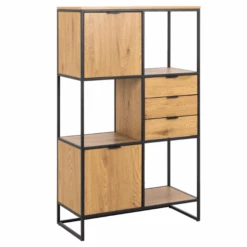 Wandrek Swindon 141 Cm Met 3 Lades En 2 Kastjes - Eik/zwart -Emob Ontwerp zonder titel 2022 11 02T152815.015 efc7