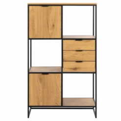 Wandrek Swindon 141 Cm Met 3 Lades En 2 Kastjes - Eik/zwart -Emob Ontwerp zonder titel 2022 11 02T152900.440 e21b