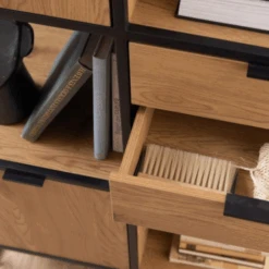 Wandrek Swindon 141 Cm Met 3 Lades En 2 Kastjes - Eik/zwart -Emob Ontwerp zonder titel 2022 11 02T153111.002 99e3