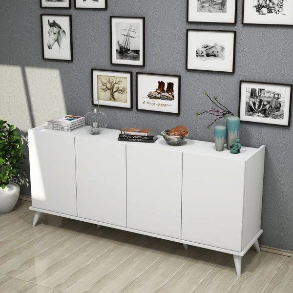 Elegant Wit Dressoir Met Veel Opbergruimte 4 Elegant Wit Dressoir Met Veel Opbergruimte - Afbeelding 4
