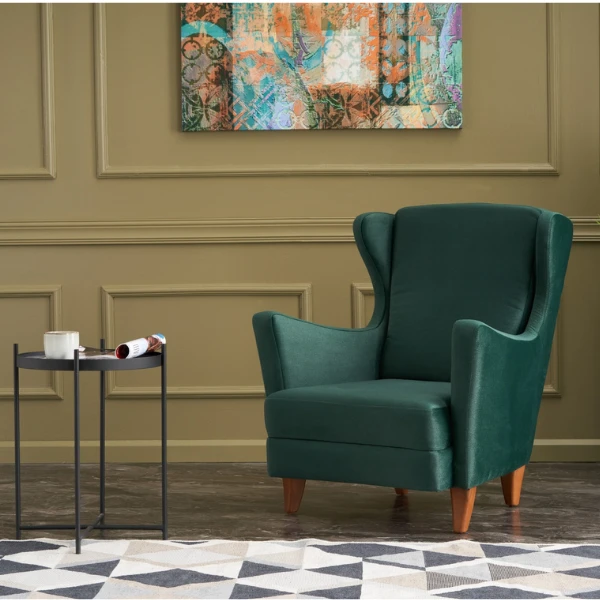 Stijlvolle En Comfortabele Vleugelstoel | Modern Ontwerp | Beukenhouten Frame | Groen 6 Stijlvolle En Comfortabele Vleugelstoel | Modern Ontwerp | Beukenhouten Frame | Groen - Afbeelding 6