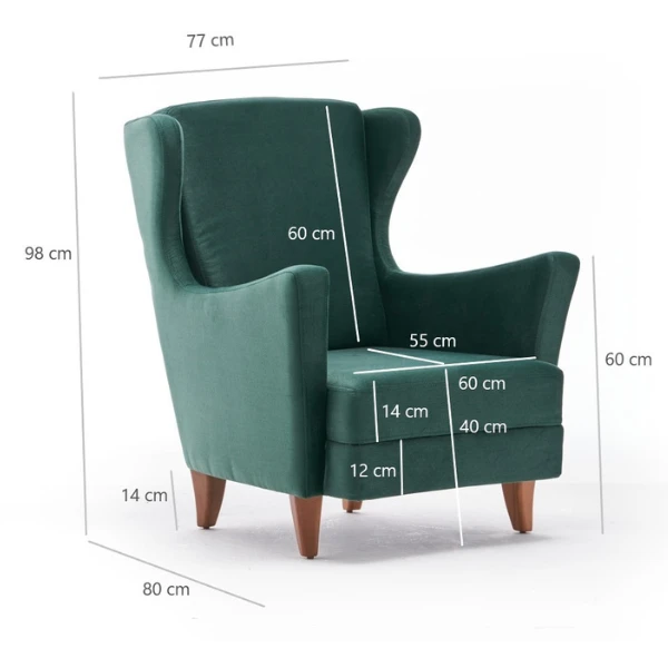 Stijlvolle En Comfortabele Vleugelstoel | Modern Ontwerp | Beukenhouten Frame | Groen 3 Stijlvolle En Comfortabele Vleugelstoel | Modern Ontwerp | Beukenhouten Frame | Groen - Afbeelding 3