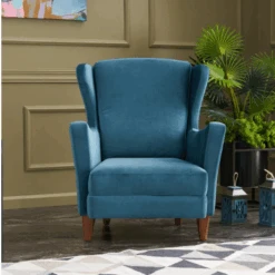 Stijlvolle Wing Chair | 100% Polyester Fluweel | Turquoise