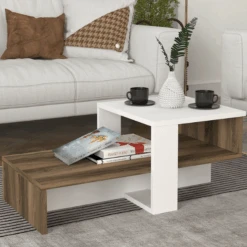 Salontafel Shari-wit/walnoot