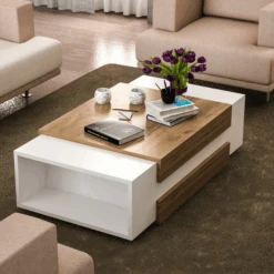 Salontafel Marinelle-wit/walnoot