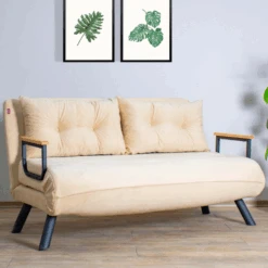 | Comfort En Stijl | Frame: Metaal | Stof: Polyester | Afmetingen: 133x78x78cm | Om Te Bouwen Tot Bed | Crème