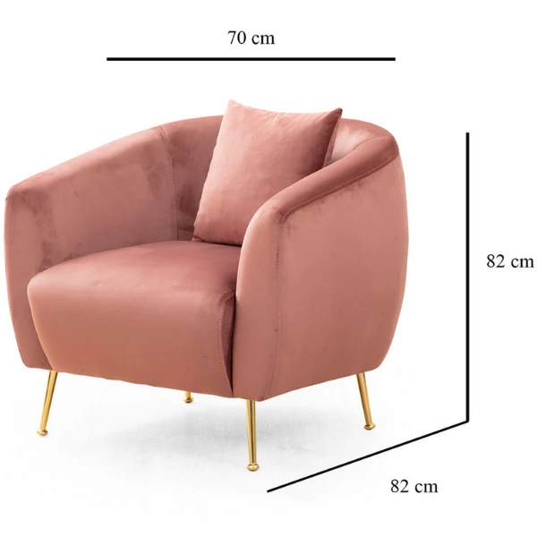 Stijlvolle Wing Chair - Beukenhouten Frame, Roze Polyester Stof, Gouden Metalen Poten 3 Stijlvolle Wing Chair - Beukenhouten Frame, Roze Polyester Stof, Gouden Metalen Poten - Afbeelding 3