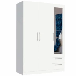 Kleerkast Rhea, 3 Draaideuren, 2 Legplanken, 1 Kledingroede En 2 Lades-wit -Emob Ontwerp zonder titel 2023 04 19T133325.902 0ac1