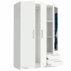 Kleerkast Rhea, 3 Draaideuren, 2 Legplanken, 1 Kledingroede En 2 Lades-wit -Emob Ontwerp zonder titel 2023 04 19T133355.735 83e6