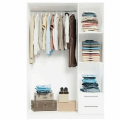 Kleerkast Rhea, 3 Draaideuren, 2 Legplanken, 1 Kledingroede En 2 Lades-wit -Emob Ontwerp zonder titel 2023 04 19T133521.092 d2ec