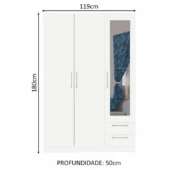 Kleerkast Rhea, 3 Draaideuren, 2 Legplanken, 1 Kledingroede En 2 Lades-wit -Emob Ontwerp zonder titel 2023 04 19T133556.863 3857