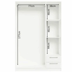 Kleerkast Rhea, 3 Draaideuren, 2 Legplanken, 1 Kledingroede En 2 Lades-wit -Emob Ontwerp zonder titel 2023 04 19T133631.317 0f58