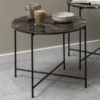Bijzettafel Avila Ø52 Cm - Bruin Marmer/zwart