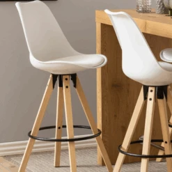 Barstoel Dimar - Wit/eik