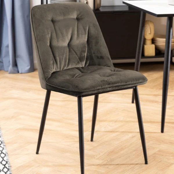 Eetkamerstoel Lynn Velours En Metaal - Taupe 9 Eetkamerstoel Lynn Velours En Metaal - Taupe - Afbeelding 9