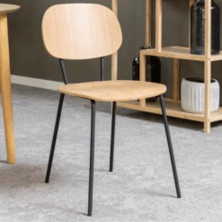 Keukenstoel Amir Fineer En Staal - Eik/zwart