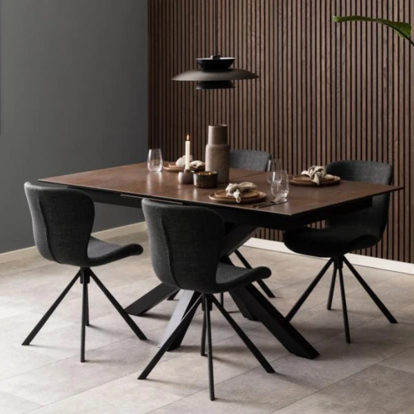 Draaibare Eetkamerstoel Tilda Stof - Antraciet/zwart 4 Draaibare Eetkamerstoel Tilda Stof - Antraciet/zwart - Afbeelding 4