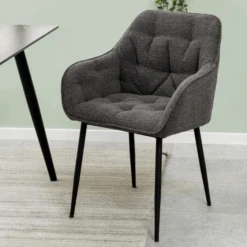 Eetkamerstoel Bridget Stof En Metaal - Antraciet/zwart