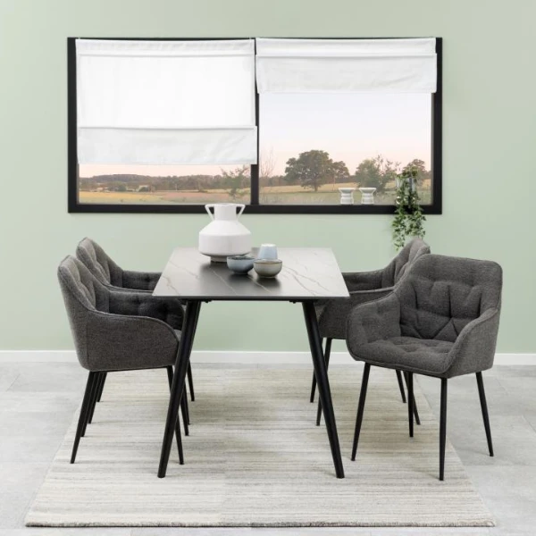 Eetkamerstoel Bridget Stof En Metaal - Antraciet/zwart 2 Eetkamerstoel Bridget Stof En Metaal - Antraciet/zwart - Afbeelding 2