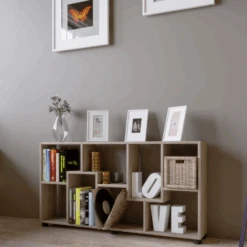 Boekenkast Azira 118 Cm 8 Open Vakken-Sonoma Eik