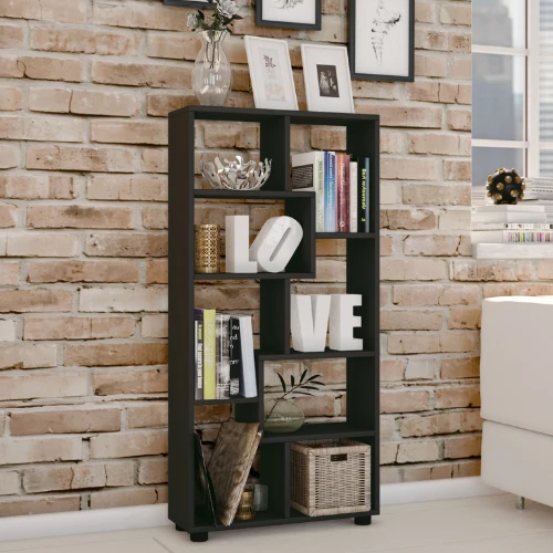 Boekenkast Azira 118 Cm 8 Open Vakken-zwart 3 Boekenkast Azira 118 Cm 8 Open Vakken-zwart - Afbeelding 3