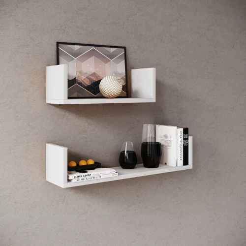 Set Van 2 Wandplanken 40x14.5 Cm En 60x14.5 Cm Britta-wit 4 Set Van 2 Wandplanken 40x14.5 Cm En 60x14.5 Cm Britta-wit - Afbeelding 4