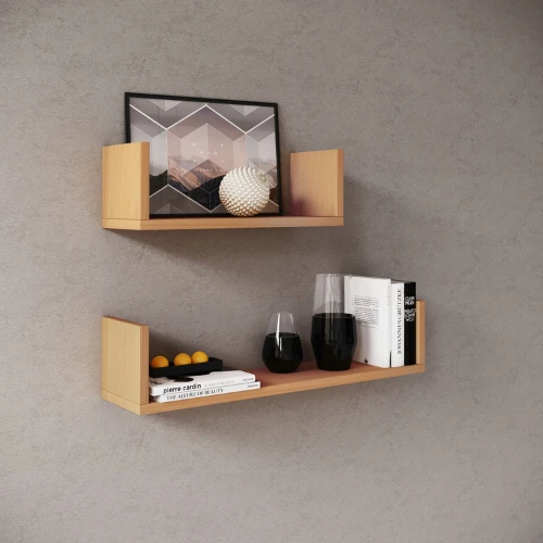 Set Van 2 Wandplanken 40x14.5 Cm En 60x14.5 Cm Britta-beuk 4 Set Van 2 Wandplanken 40x14.5 Cm En 60x14.5 Cm Britta-beuk - Afbeelding 4