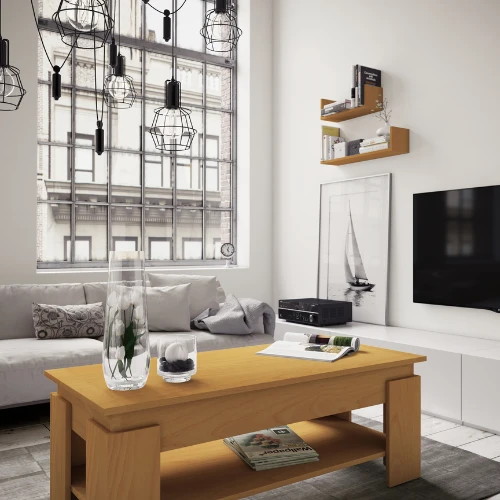 Set Van 2 Wandplanken 40x14.5 Cm En 60x14.5 Cm Britta-beuk 2 Set Van 2 Wandplanken 40x14.5 Cm En 60x14.5 Cm Britta-beuk - Afbeelding 2