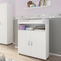 Commode Halula Met Luierplank En Wandplank-wit