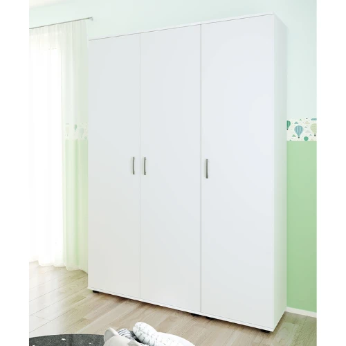 Kleerkast Halula 3 Deuren 1 Kledingroede En 6 Legplanken-wit 2 Kleerkast Halula 3 Deuren 1 Kledingroede En 6 Legplanken-wit - Afbeelding 2