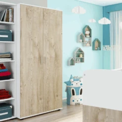 Kleerkast Halula 2 Deuren 1 Kledingroede En 2 Legplanken-eik/wit -Emob Ontwerp zonder titel 2023 08 28T084204.442 1 f3f8