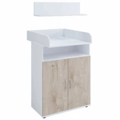 Commode Halula Met Luierplank En Wandplank-eik/wit -Emob Ontwerp zonder titel 2023 08 28T091159.148 a32b