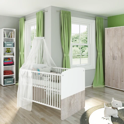 Babybed Halula 70x140 Cm-wit/eik 2 Babybed Halula 70x140 Cm-wit/eik - Afbeelding 2