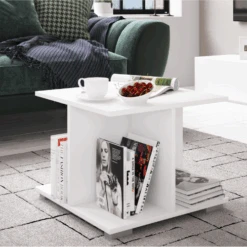 Salontafel Annelieke 50x50 Cm 4 Open Vakken-wit