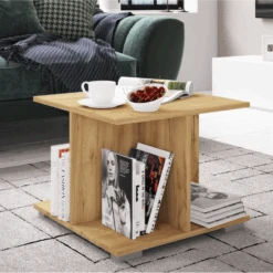 Salontafel Annelieke 50x50 Cm 4 Open Vakken-wilde Eik