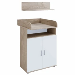 Commode Halula Met Luierplank En Wandplank-wit/eik -Emob Ontwerp zonder titel 2023 08 31T083222.645 2229