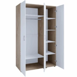 Kleerkast Halula 3 Deuren 1 Kledingroede En 6 Legplanken-wit/eik -Emob Ontwerp zonder titel 2023 08 31T085825.915 e23b